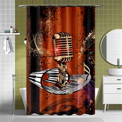 Microphone With Piano And Floral Elements Shower Curtain 48  X 72  (small) 