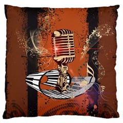 Microphone With Piano And Floral Elements Large Cushion Cases (two Sides) 