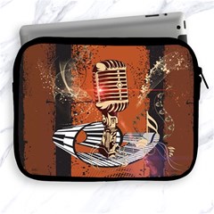 Microphone With Piano And Floral Elements Apple Ipad 2/3/4 Zipper Cases