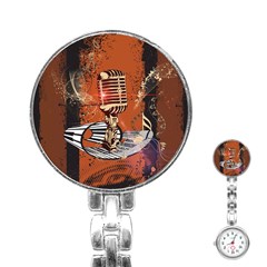 Microphone With Piano And Floral Elements Stainless Steel Nurses Watches