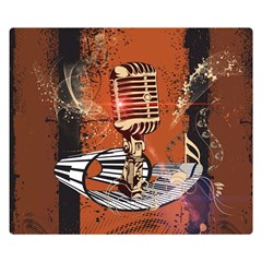 Microphone With Piano And Floral Elements Double Sided Flano Blanket (small) 