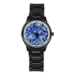 Alien Dna Blue Stainless Steel Round Watches