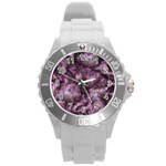 Alien Dna Purple Round Plastic Sport Watch (L) Front