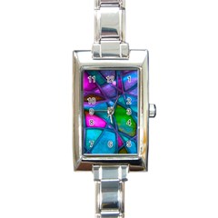 Imposant Abstract Teal Rectangle Italian Charm Watches