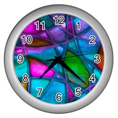 Imposant Abstract Teal Wall Clocks (silver) 