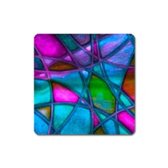 Imposant Abstract Teal Square Magnet