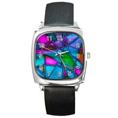 Imposant Abstract Teal Square Metal Watches