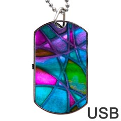 Imposant Abstract Teal Dog Tag Usb Flash (one Side)