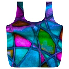 Imposant Abstract Teal Full Print Recycle Bags (l) 