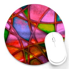 Imposant Abstract Red Round Mousepads