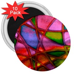 Imposant Abstract Red 3  Magnets (10 Pack) 