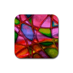 Imposant Abstract Red Rubber Coaster (Square) 