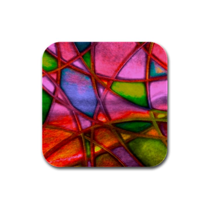 Imposant Abstract Red Rubber Square Coaster (4 pack) 