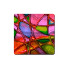 Imposant Abstract Red Square Magnet by ImpressiveMoments