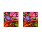 Imposant Abstract Red Cufflinks (Square) Front(Pair)