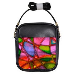 Imposant Abstract Red Girls Sling Bags