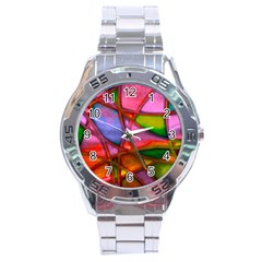 Imposant Abstract Red Stainless Steel Men s Watch