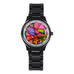 Imposant Abstract Red Stainless Steel Round Watches