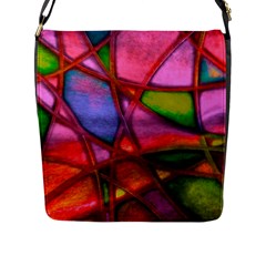 Imposant Abstract Red Flap Messenger Bag (l) 