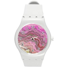 Keep Calm Pink Round Plastic Sport Watch (m)