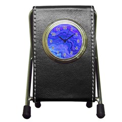 Keep Calm Blue Pen Holder Desk Clocks