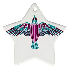 Stained Glass Bird Illustration  Ornament (star) 