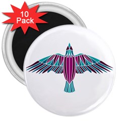 Stained Glass Bird Illustration  3  Magnets (10 Pack) 