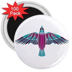 Stained Glass Bird Illustration  3  Magnets (100 Pack)