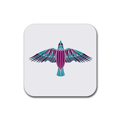 Stained Glass Bird Illustration  Rubber Coaster (square) 