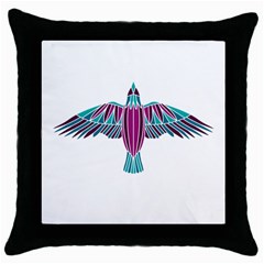 Stained Glass Bird Illustration  Throw Pillow Cases (black)