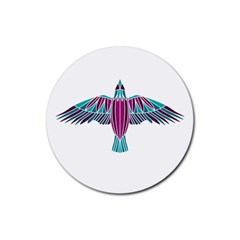 Stained Glass Bird Illustration  Rubber Coaster (round) 