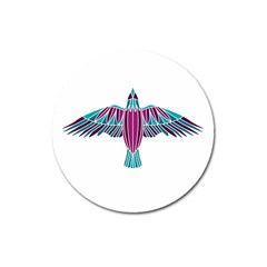 Stained Glass Bird Illustration  Magnet 3  (round)