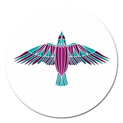 Stained Glass Bird Illustration  Magnet 5  (round)