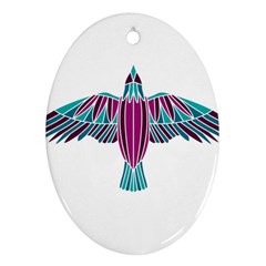 Stained Glass Bird Illustration  Oval Ornament (two Sides)