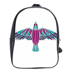 Stained Glass Bird Illustration  School Bags(large)  by carocollins