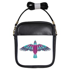 Stained Glass Bird Illustration  Girls Sling Bags