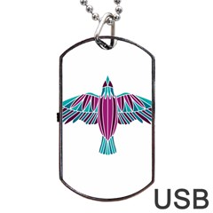 Stained Glass Bird Illustration  Dog Tag Usb Flash (two Sides) 