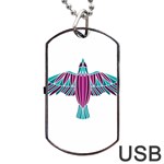 Stained Glass Bird Illustration  Dog Tag USB Flash (Two Sides)  Back