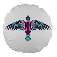 Stained Glass Bird Illustration  Large 18  Premium Round Cushions