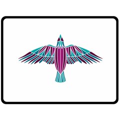 Stained Glass Bird Illustration  Double Sided Fleece Blanket (large) 