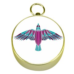 Stained Glass Bird Illustration  Gold Compasses by carocollins