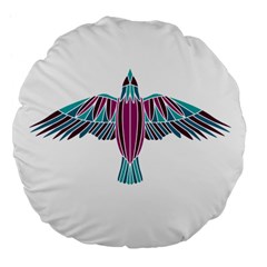 Stained Glass Bird Illustration  Large 18  Premium Flano Round Cushions