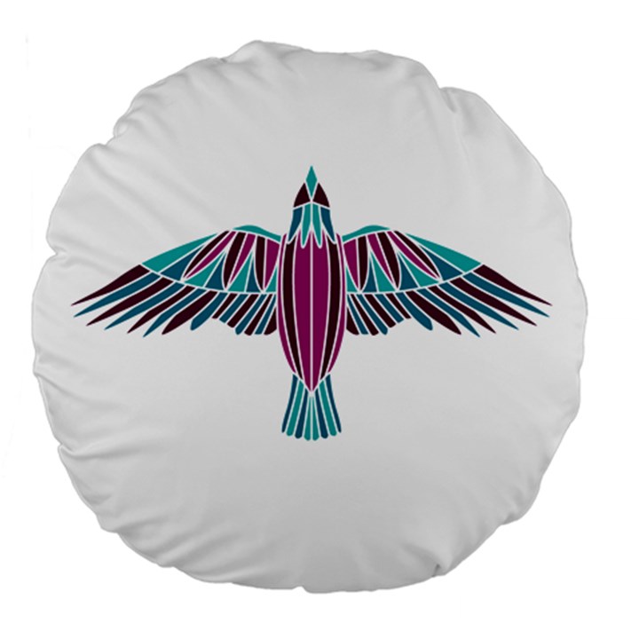 Stained Glass Bird Illustration  Large 18  Premium Flano Round Cushions