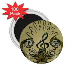 Decorative Clef With Damask In Soft Green 2 25  Magnets (100 Pack) 