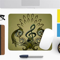 Decorative Clef With Damask In Soft Green Large Mousepads by FantasyWorld7