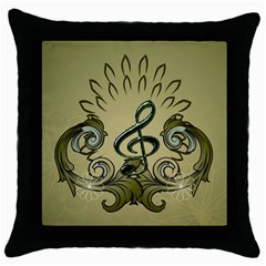 Decorative Clef With Damask In Soft Green Throw Pillow Cases (black)