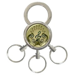 Decorative Clef With Damask In Soft Green 3-ring Key Chains