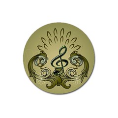 Decorative Clef With Damask In Soft Green Magnet 3  (round)