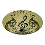 Decorative Clef With Damask In Soft Green Oval Magnet Front