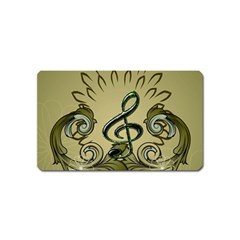 Decorative Clef With Damask In Soft Green Magnet (name Card)